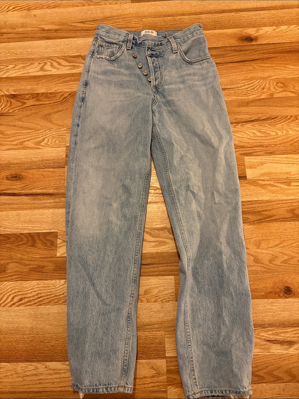 AGOLDE Criss Cross High Rise Straight Jeans Light Wash 23